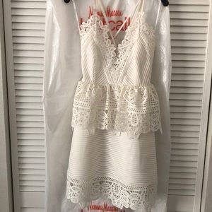 NWT: Self-Portrait White Lace Dress- Size 8